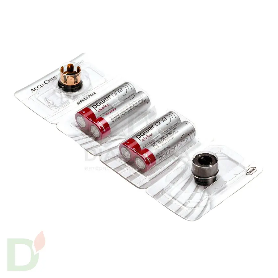 Набор сервисный Акку-Чек Спирит Комбо (адаптер, крышка отсека батареи, 4 батарейки, ключик)