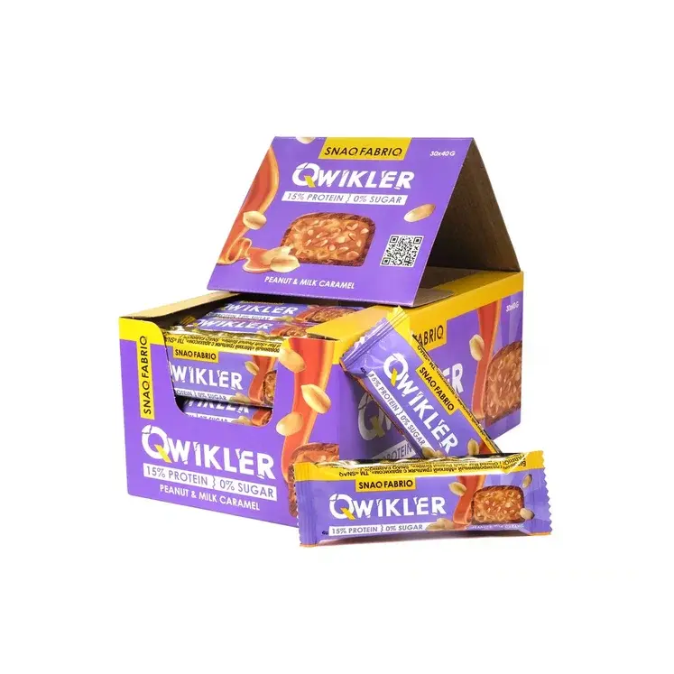Батончик глазированный Snaq Fabriq QWIKLER Мягкий грильяж с арахисом, 40 гр