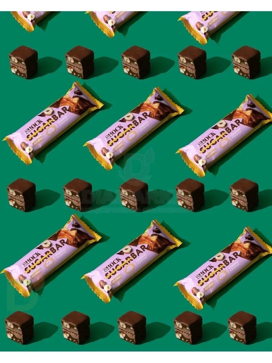 Батончик протеиновый FitnesShock Шоколадная карамель-фундук 50гр. в Минске