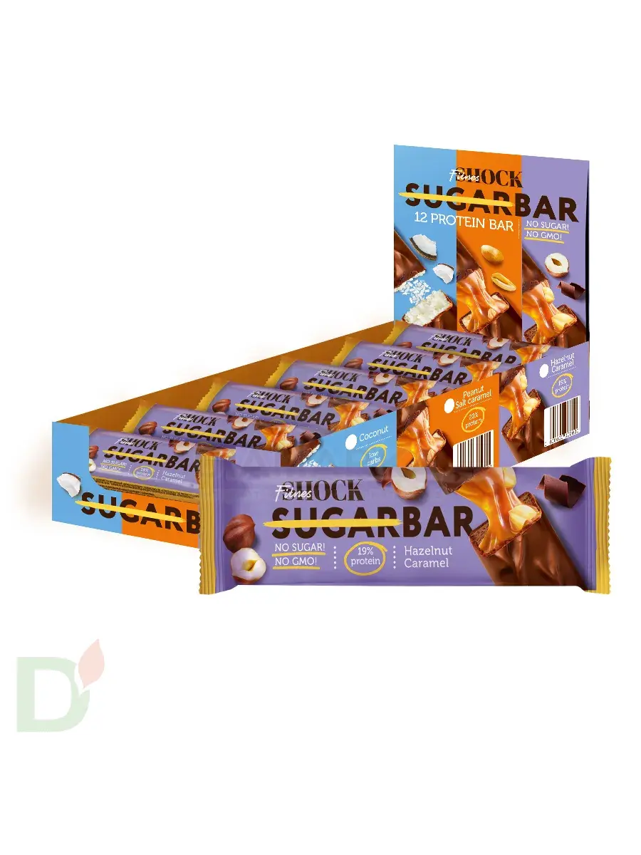 Батончик протеиновый FitnesShock Шоколадная карамель-фундук 50гр. в Минске