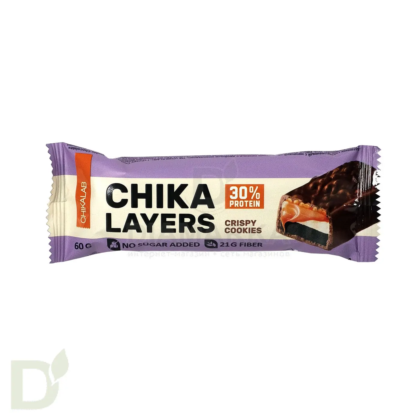 Батончик протеиновый CHIKA LAYERS глазированный Хрустящее печенье с двойным шоколадом, 60гр.