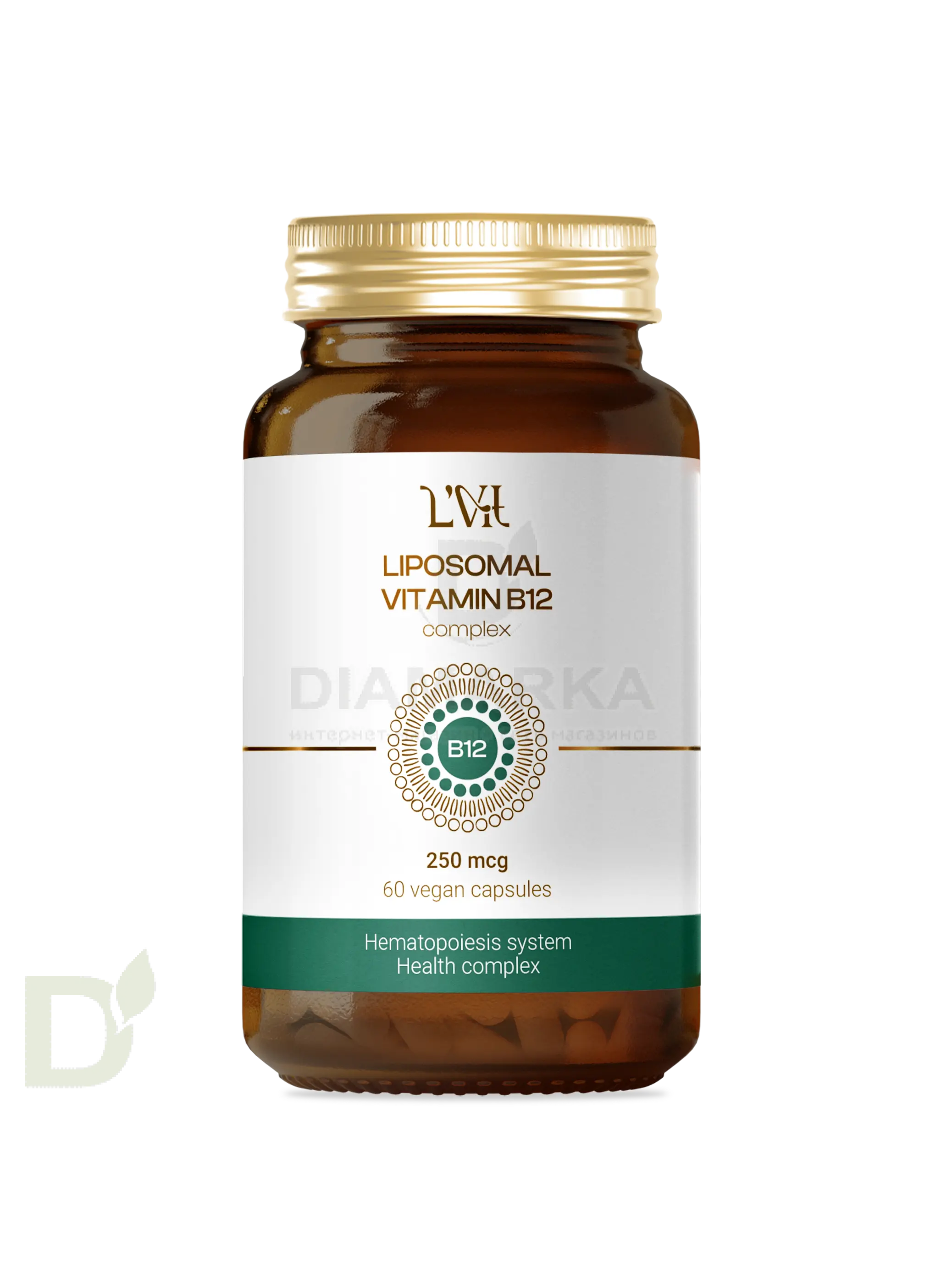 Витамины L'Vit Liposomal Vitamin B12+B9 complex, 250+200 мг в 1 капсуле, 60 капс в Минске