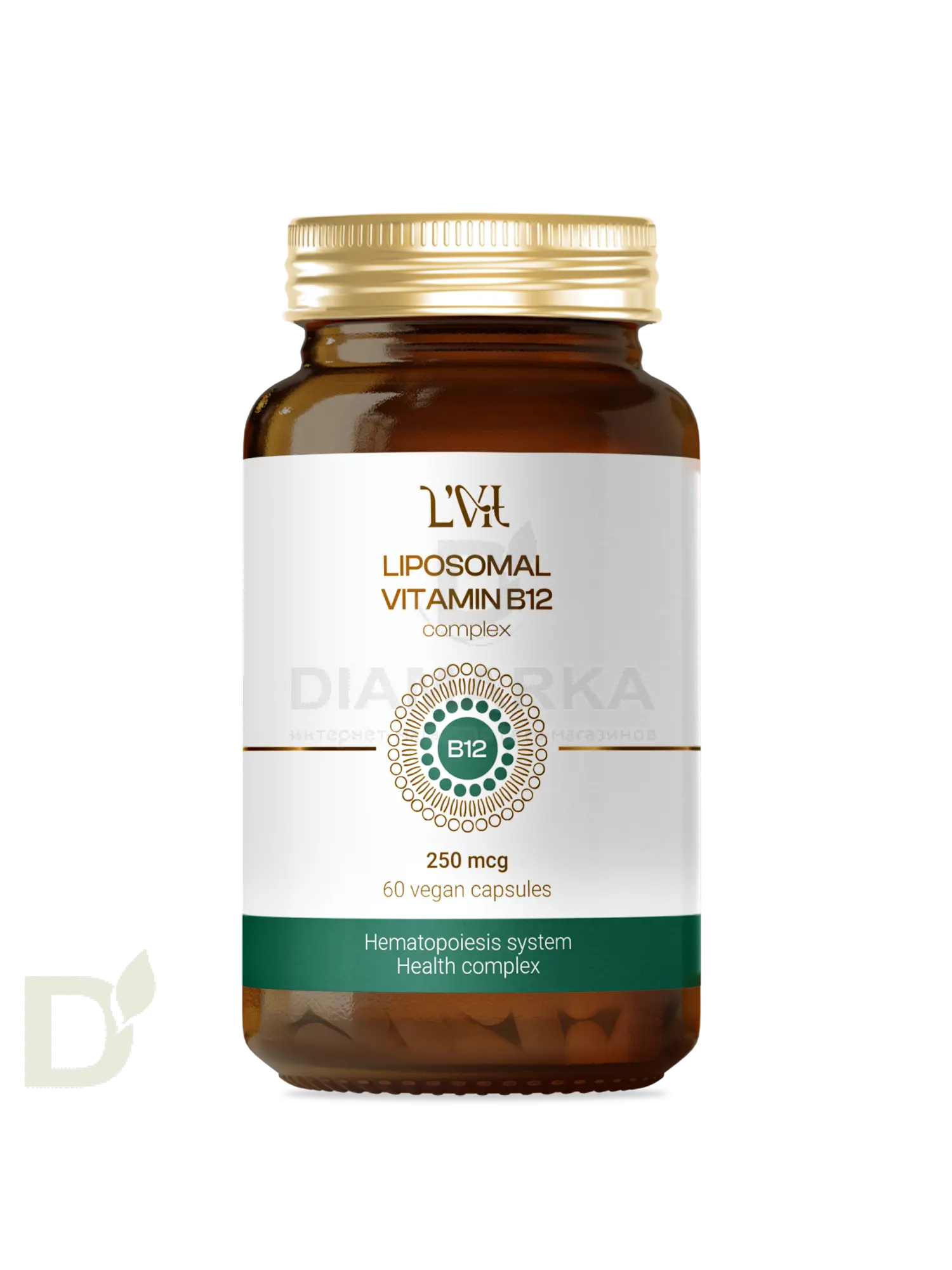 Витамины L'Vit Liposomal Vitamin B12+B9 complex, 250+200 мг в 1 капсуле, 60 капс в Минске