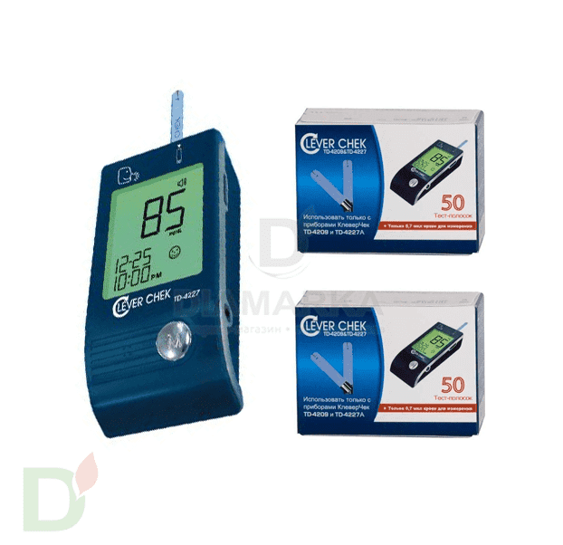 Глюкометр для слабовидящих Клевер Чек TD-4227+2 уп. тест№ 50
