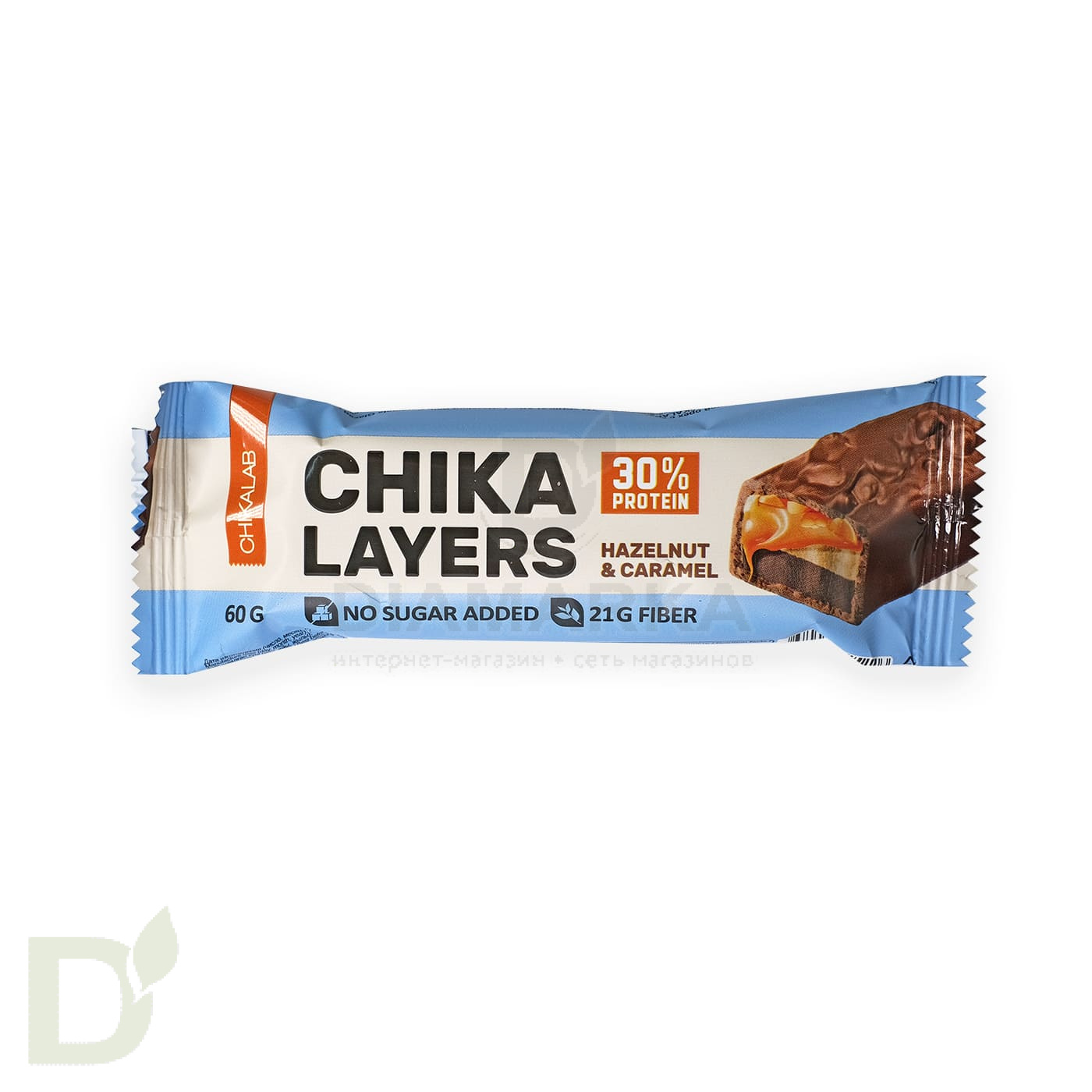 Батончик протеиновый CHIKA LAYERS глазированный Лесной орех и Карамель, 60гр.