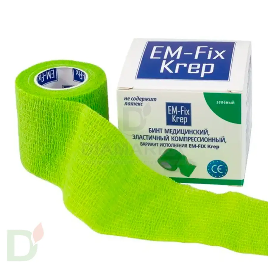 Бинт эластичный когезивный EM-fix krep Лайм, 5 см х 4,5 м в Минске