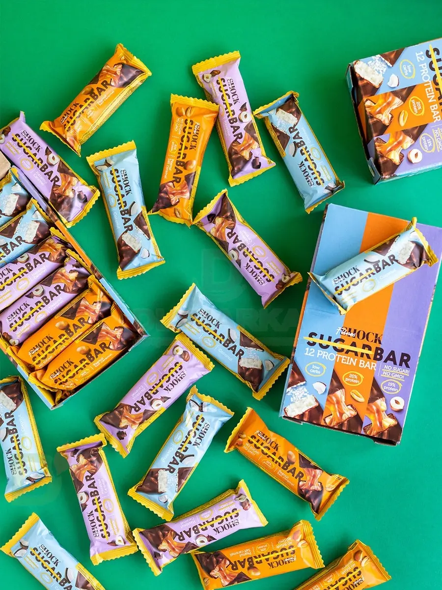 Батончик протеиновый FitnesShock Шоколадная карамель-фундук 50гр.