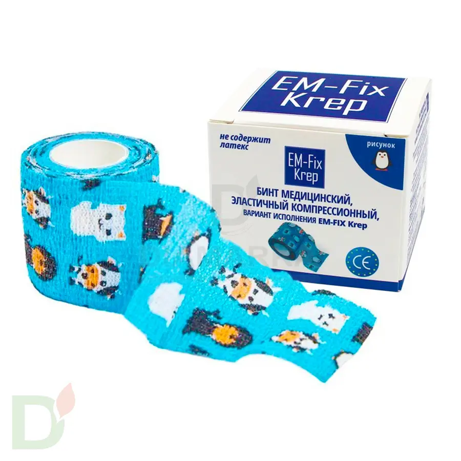 Бинт эластичный когезивный EM-fix krep Детский, 5см х 4,5м в Минске