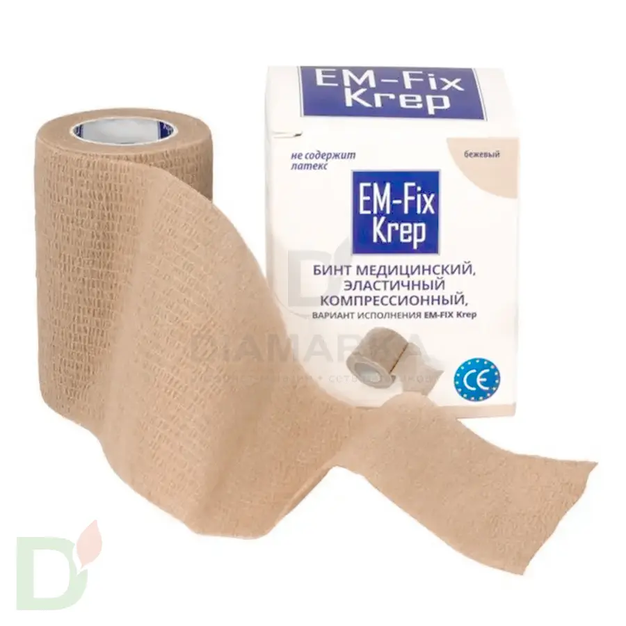 Бинт эластичный когезивный EM-Fix krep бежевый, 7,5 см х 4,5 м в Минске