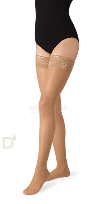 Чулки компрессионные прозрачные JW-212, 1 класс компрессии, Бежевые / Черные