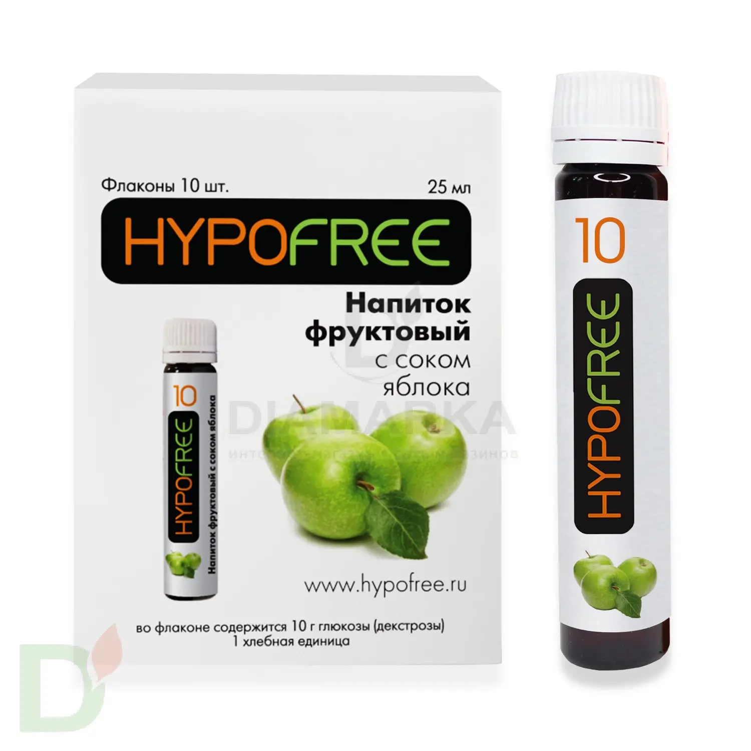 Напиток фруктовый HYPOFREE (1ХЕ) Яблоко, упак. 10 туб